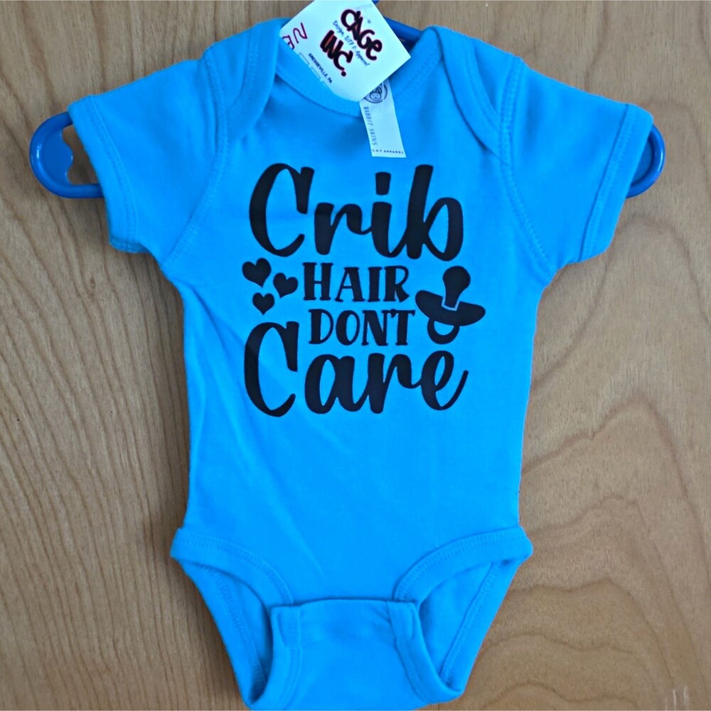 Rabbit Skins Newborn Blue Cotton Short Sleeve Snap Bodysuit "Crib Hair"
